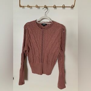 Express Lace Trim Bell Sleeve Sweater